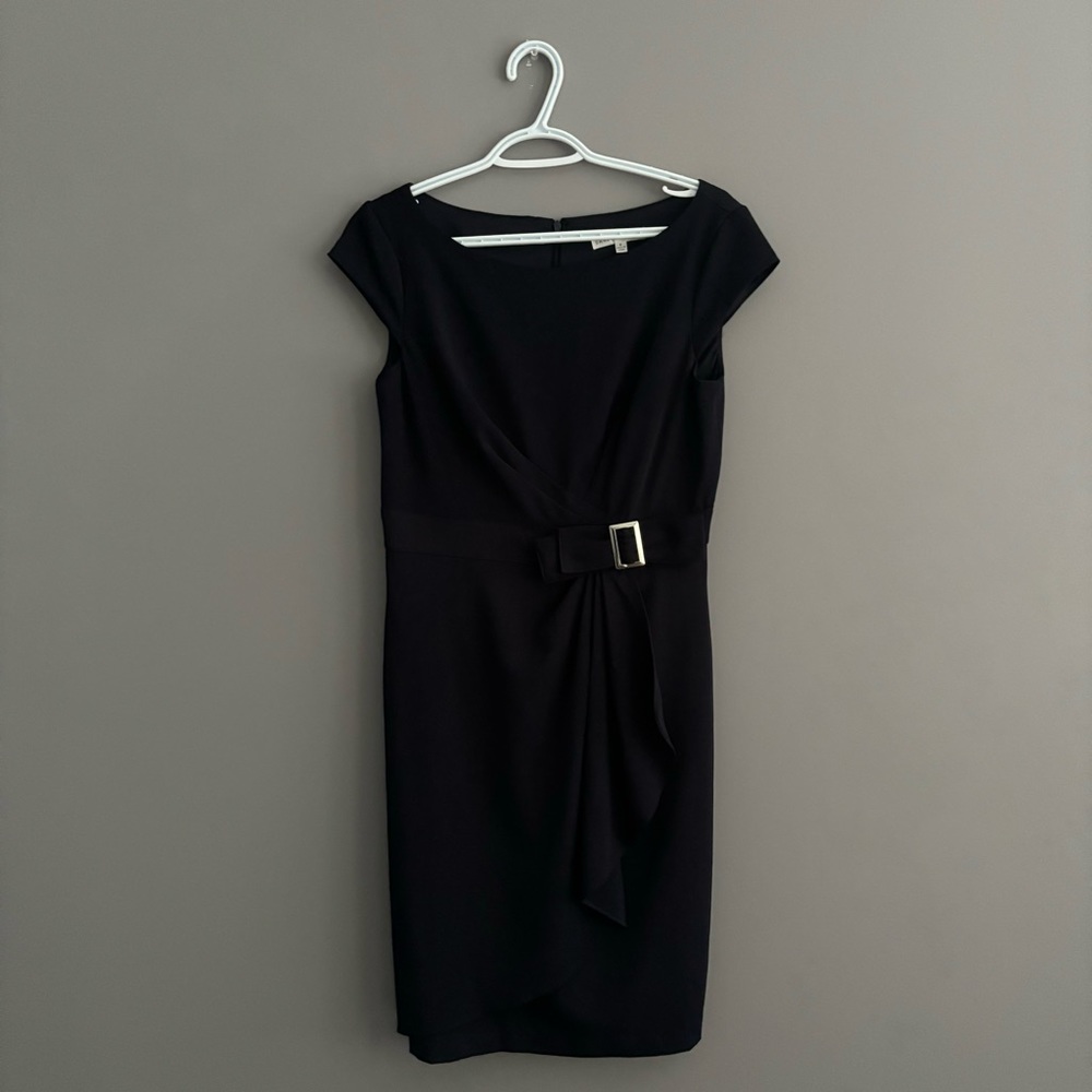 Sandra Darren Size 8 Navy Blue Cocktail Asymmetrical Dress